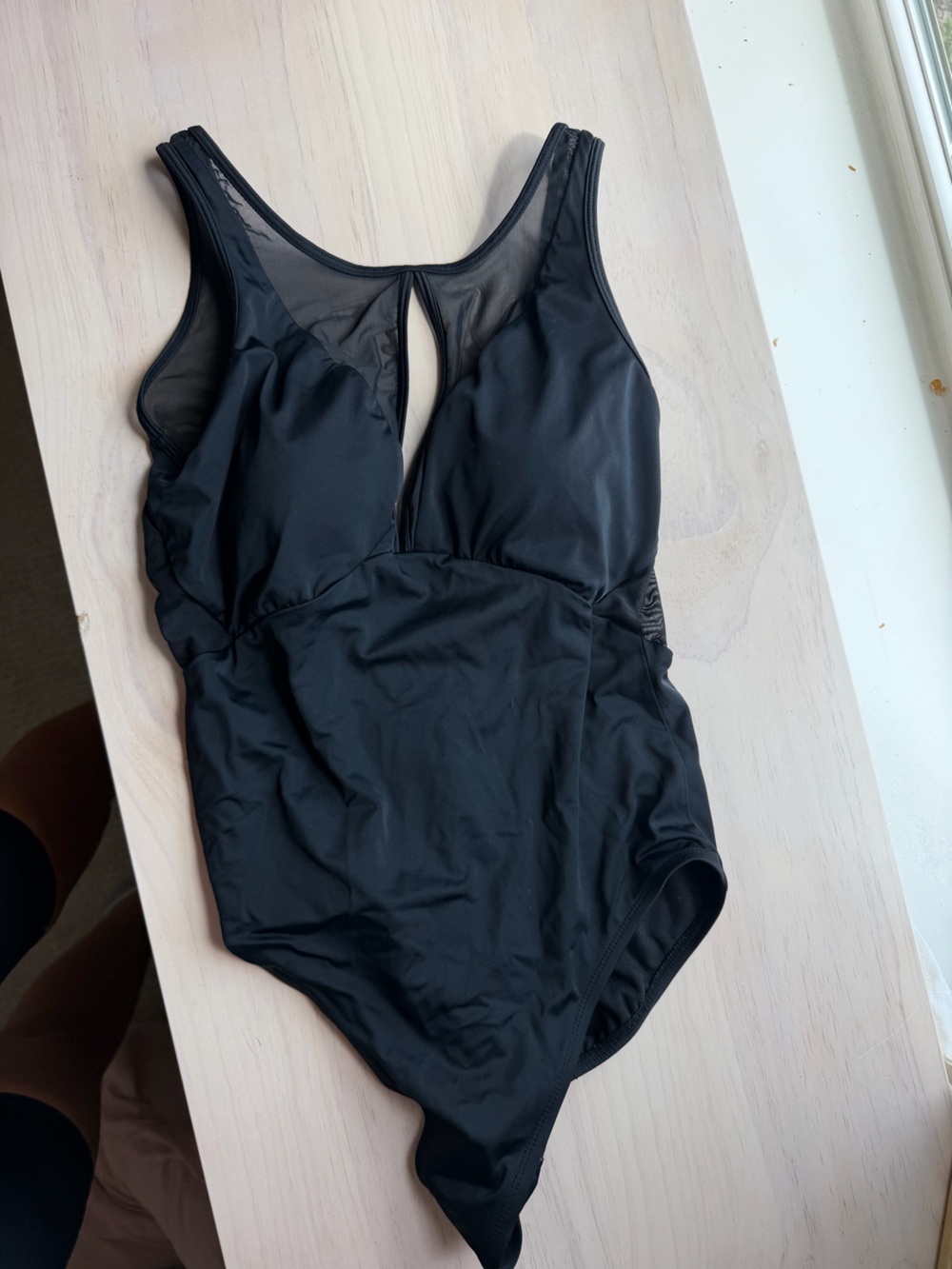 Time and Tru Black One-Piece Athletic Swimsuit
